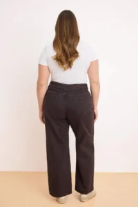 Trendyol Curve Brown High Waist Belt Detailed 100% Cotton Non-Stretch Wide Leg/Wide Leg jeans - Image 4