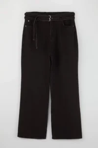 Trendyol Curve Brown High Waist Belt Detailed 100% Cotton Non-Stretch Wide Leg/Wide Leg jeans - Image 5