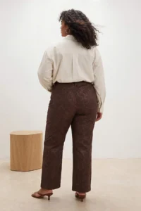 Trendyol Curve Brown Snake Patterned High Waist 100% Cotton Non-Stretch Wide Leg/Wide Leg jeans - Image 2