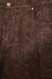 Trendyol Curve Brown Snake Patterned High Waist 100% Cotton Non-Stretch Wide Leg/Wide Leg jeans - Image 4