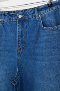 Trendyol Curve Dark Blue Premium Elastic Waist 100% Cotton Non-Stretch Wide Leg/Wide Leg jeans - Image 6