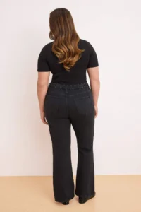 Trendyol Curve Black Sustainable Lasrtikli Waist comfort/Flexible Flare flared leg plus size jeans - Image 5