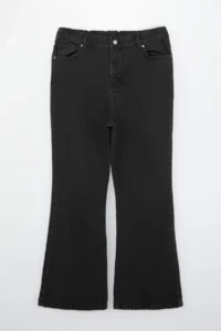 Trendyol Curve Black Sustainable Lasrtikli Waist comfort/Flexible Flare flared leg plus size jeans - Image 6
