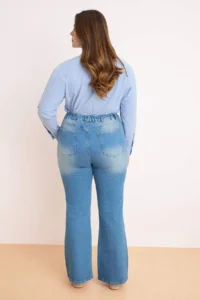 Trendyol Curve Mavi Sustainable Elastic Waist comfort/Flexible Flare flared leg plus size jeans - Image 4