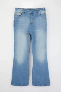 Trendyol Curve Mavi Sustainable Elastic Waist comfort/Flexible Flare flared leg plus size jeans - Image 5