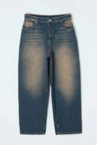Trendyol Curve More Sustainable Dark Blue Elastic Waist 100% Cotton Non-Stretch Loose Baggy jeans