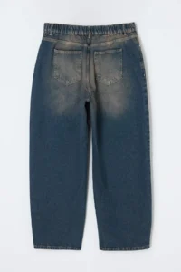 Trendyol Curve More Sustainable Dark Blue Elastic Waist 100% Cotton Non-Stretch Loose Baggy jeans - Image 2