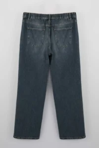 Trendyol Curve Mavi Elastic Waist 100% Cotton Non Stretch Plain Kesim Straight Fit plus size jeans - Image 6