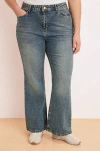 Trendyol Curve Dark Blue High Waist comfort/Flexible Flare Fit flared leg plus size jeans - Image 3