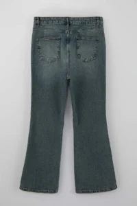 Trendyol Curve Dark Blue High Waist comfort/Flexible Flare Fit flared leg plus size jeans - Image 7