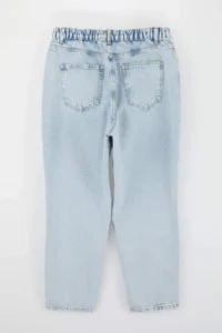 Trendyol Curve Light Blue High Waist Elastic Waist 100% Cotton Non-Stretch Plus Size Mom jeans - Image 6