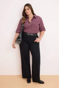 Trendyol Curve Black Dart Detailed Elastic Waist 100% Cotton Non-Stretch Wide Leg/Wide Leg jeans