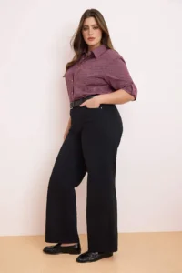 Trendyol Curve Black Dart Detailed Elastic Waist 100% Cotton Non-Stretch Wide Leg/Wide Leg jeans - Image 2
