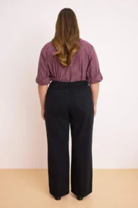 Trendyol Curve Black Dart Detailed Elastic Waist 100% Cotton Non-Stretch Wide Leg/Wide Leg jeans - Image 4