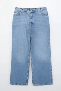 Trendyol Curve Mavi High Elastic Waist Wide Leg Wide Leg 100% Cotton Non-Stretch jeans - Image 5