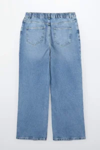 Trendyol Curve Mavi High Elastic Waist Wide Leg Wide Leg 100% Cotton Non-Stretch jeans - Image 7