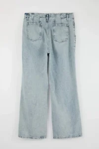 Trendyol Curve Light Blue High Waist Dart Detailed 100% Cotton Non-Stretch Wide Leg/Wide Leg jeans - Image 3