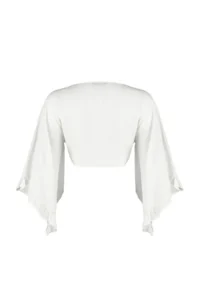 TRENDYOLMİLLA Beach Crop Clothing Ecru Weaving with flywheel Blouse - Image 8