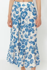 TRENDYOLMİLLA flower patterned Weaving with flywheel Beach Blouse-Skirt Set - Image 5