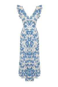 TRENDYOLMİLLA flower patterned Weaving with flywheel Beach Blouse-Skirt Set - Image 7