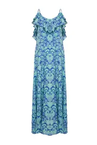 TRENDYOLMİLLA flower patterned Weaving with flywheel Beach Midi Dress - Image 6