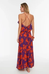 TRENDYOLMİLLA flower patterned Weaving with flywheel Beach Midi Dress - Image 5