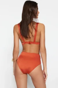 TRENDYOLMİLLA Brick Rejection Cut Out/Window Detailed hipster High Waist Bikini Bottom - Image 5