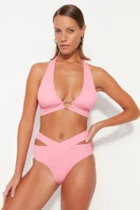 TRENDYOLMİLLA Pink Cut Out/Window Detailed hipster High Waist Bikini Bottom - Image 2