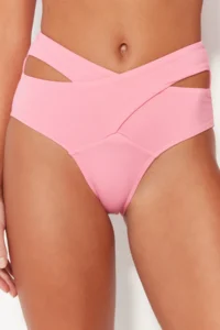 TRENDYOLMİLLA Pink Cut Out/Window Detailed hipster High Waist Bikini Bottom - Image 4