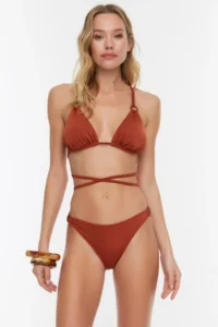 TRENDYOLMİLLA Brown with accessories Regular Regular Waist Bikini Bottom - Image 2
