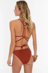 TRENDYOLMİLLA Brown with accessories Regular Regular Waist Bikini Bottom - Image 4