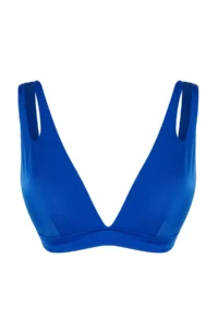 TRENDYOLMİLLA Saks Blue Cut Out/Window Detailed Triangle Covered Bikini Top - Image 5
