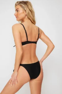 TRENDYOLMİLLA Black Balconet Bow Detailed Covered Basic Bikini Top - Image 4