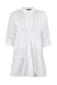 TRENDYOLMİLLA White Weaving Lace 100% Cotton Beach Mini Dress - Image 5