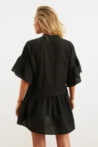 TRENDYOLMİLLA Black Weaving with flywheel Beach Mini Dress - Image 11