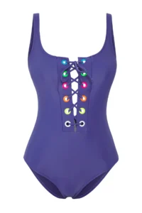 TRENDYOLMİLLA Mavi Eyelet Detailed U-Neck Covered Regular Swimsuit - Image 6