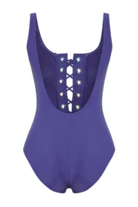 TRENDYOLMİLLA Mavi Eyelet Detailed U-Neck Covered Regular Swimsuit - Image 7
