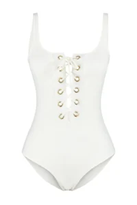 TRENDYOLMİLLA Ecru Eyelet Detailed U-Neck Covered Regular Swimsuit - Image 6