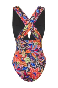 TRENDYOLMİLLA Floral Patterned Draped Deep V-neck Covered Regular Swimsuit - Image 6