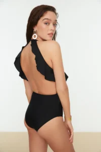 TRENDYOLMİLLA Black with flywheel Barbell Collar Covered Regular Swimsuit - Image 2