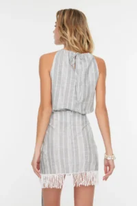 TRENDYOLMİLLA beachwear Striped Weaving Tassel Blouse-Skirt Set - Image 5