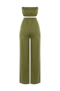 TRENDYOLMİLLA beachwear Green Weaving Blouse-Pants Set - Image 8