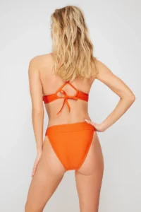 TRENDYOLMİLLA Orange textured High Leg Regular Core Bikini Bottom - Image 4