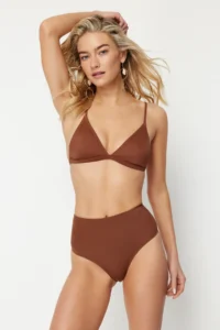 TRENDYOLMİLLA Brown High Waist hipster Basic Bikini Bottom