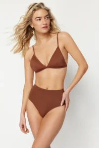 TRENDYOLMİLLA Brown High Waist hipster Basic Bikini Bottom - Image 2