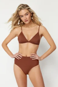 TRENDYOLMİLLA Brown High Waist hipster Basic Bikini Bottom - Image 3