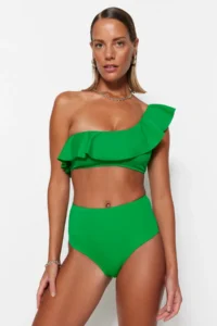 TRENDYOLMİLLA Green hipster High Waist Bikini Bottom - Image 2
