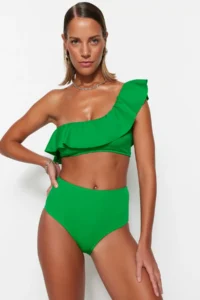 TRENDYOLMİLLA Green hipster High Waist Bikini Bottom - Image 3