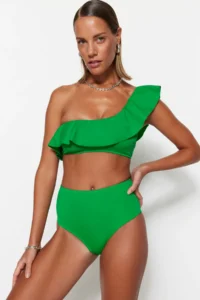 TRENDYOLMİLLA Green hipster High Waist Bikini Bottom - Image 4