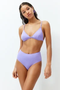 TRENDYOLMİLLA Lilac hipster High Waist Bikini Bottom